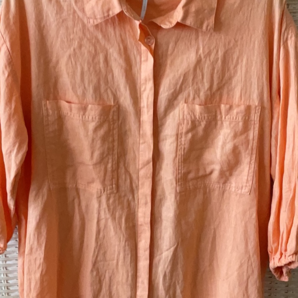 YFB Young Fabulous & Broke Sand Dollar Linen Orange Shirt Dress - Picture 8 of 14